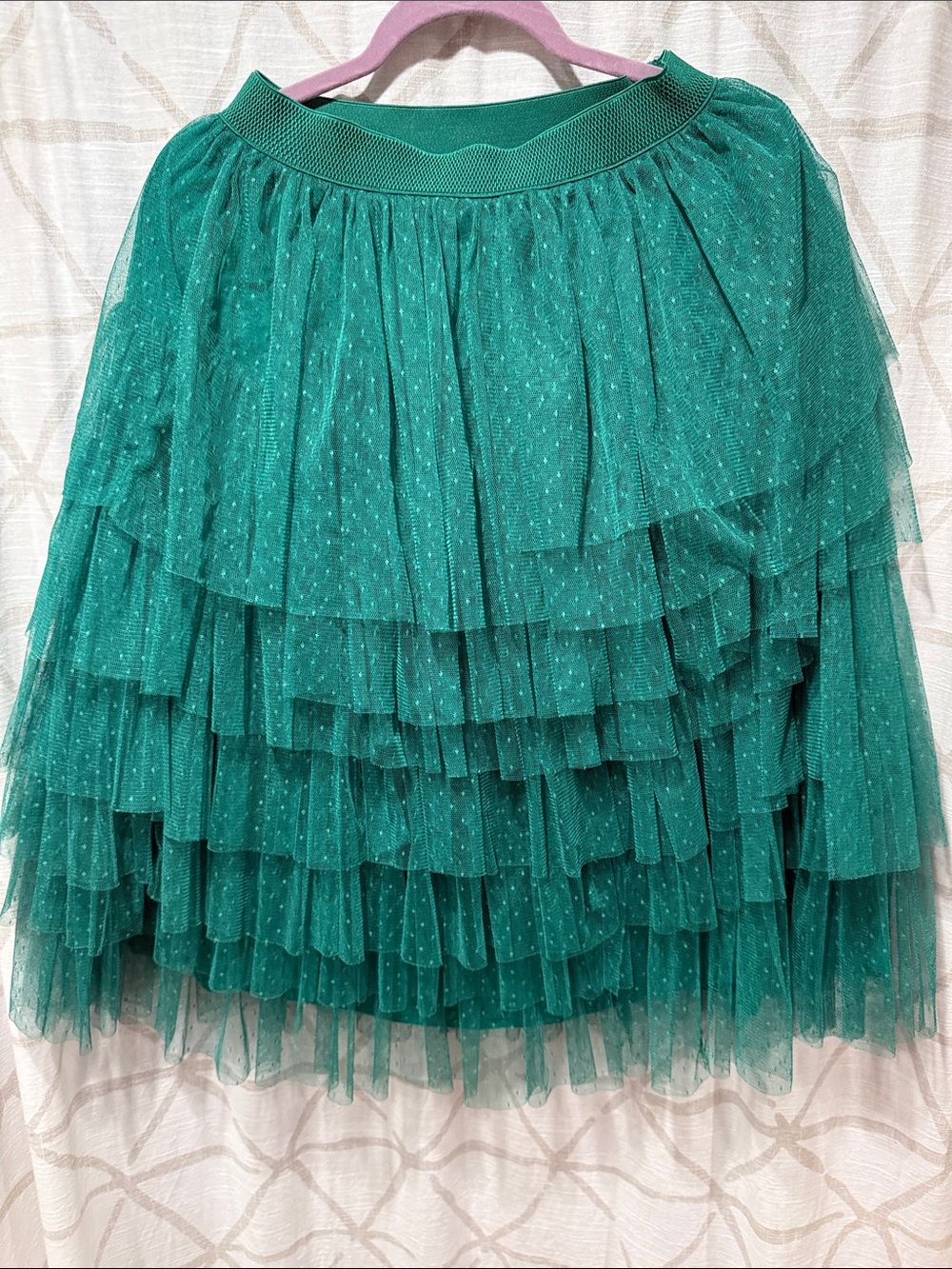 Anthropologie Tiered Emerald Green Tulle Skirt - Women